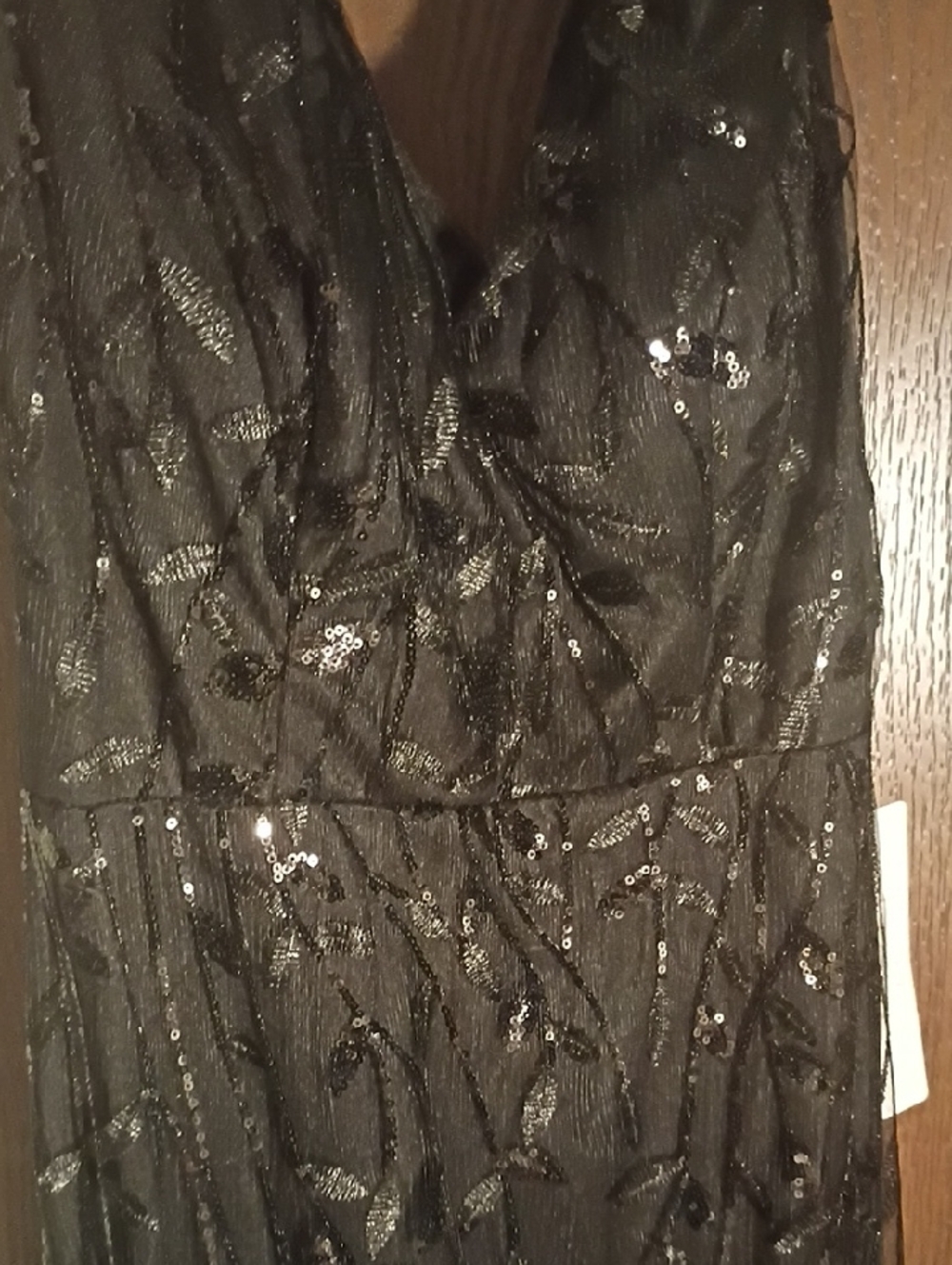 Black Sequin V-Neck Evening Dress